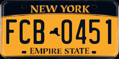 NY license plate FCB0451