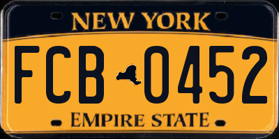NY license plate FCB0452