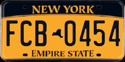 NY license plate FCB0454