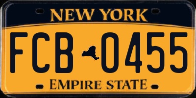 NY license plate FCB0455