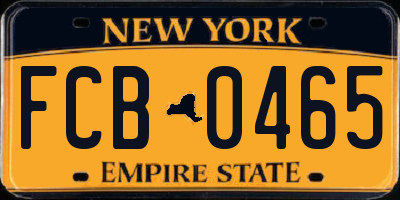 NY license plate FCB0465