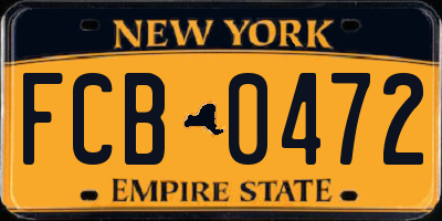 NY license plate FCB0472