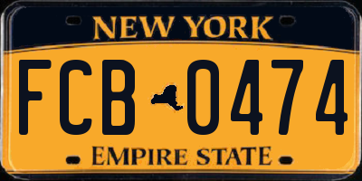 NY license plate FCB0474