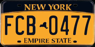 NY license plate FCB0477