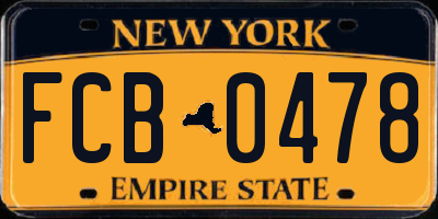 NY license plate FCB0478