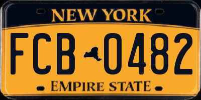 NY license plate FCB0482