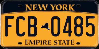 NY license plate FCB0485