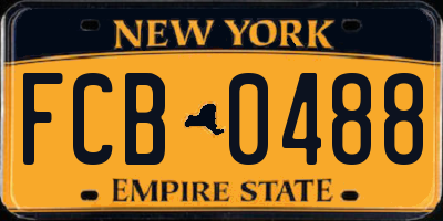 NY license plate FCB0488