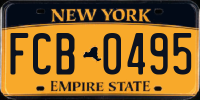 NY license plate FCB0495
