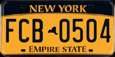 NY license plate FCB0504