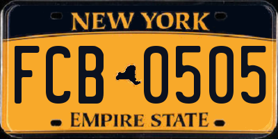 NY license plate FCB0505
