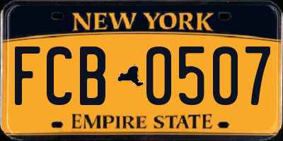 NY license plate FCB0507