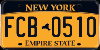 NY license plate FCB0510