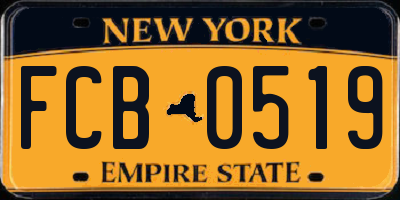 NY license plate FCB0519