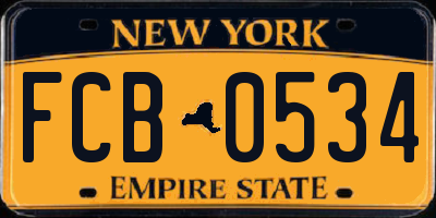 NY license plate FCB0534