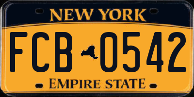 NY license plate FCB0542