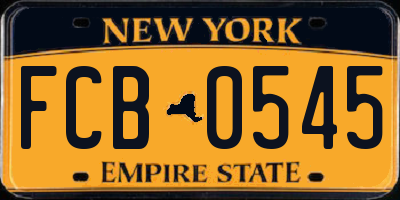 NY license plate FCB0545