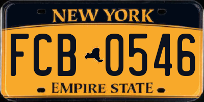 NY license plate FCB0546