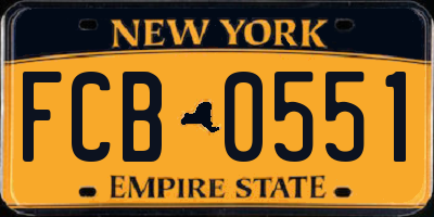NY license plate FCB0551