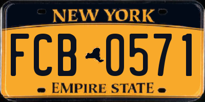 NY license plate FCB0571
