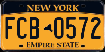 NY license plate FCB0572