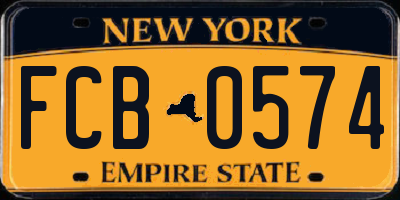 NY license plate FCB0574