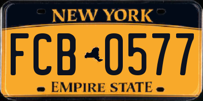 NY license plate FCB0577
