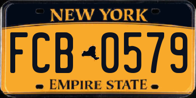 NY license plate FCB0579