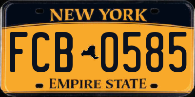 NY license plate FCB0585