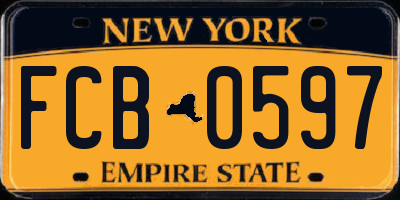 NY license plate FCB0597