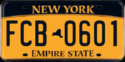 NY license plate FCB0601