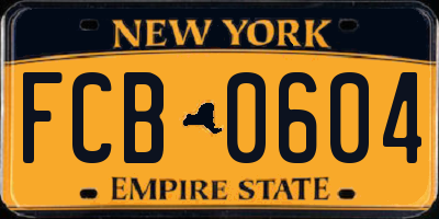NY license plate FCB0604