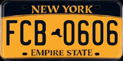 NY license plate FCB0606