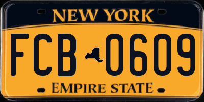 NY license plate FCB0609