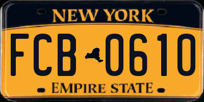 NY license plate FCB0610