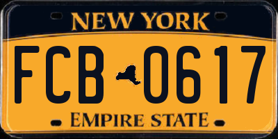 NY license plate FCB0617