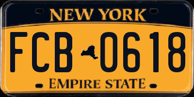 NY license plate FCB0618