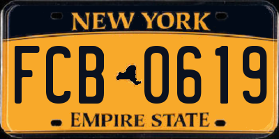 NY license plate FCB0619