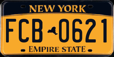 NY license plate FCB0621