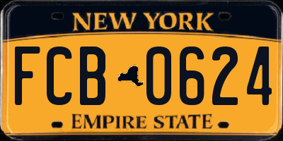 NY license plate FCB0624