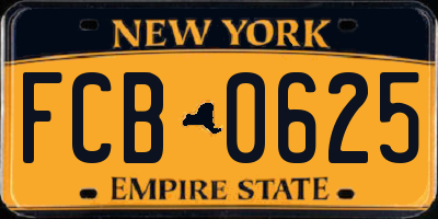 NY license plate FCB0625