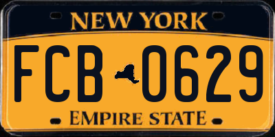 NY license plate FCB0629