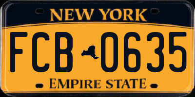 NY license plate FCB0635