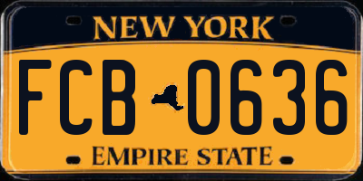 NY license plate FCB0636