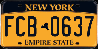 NY license plate FCB0637