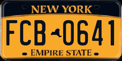 NY license plate FCB0641