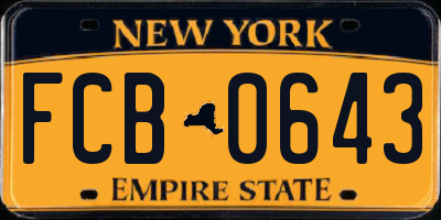 NY license plate FCB0643