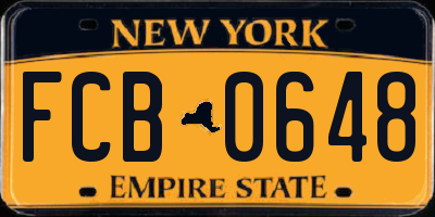 NY license plate FCB0648