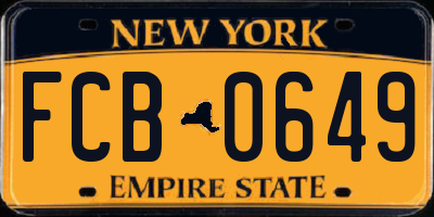 NY license plate FCB0649