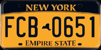 NY license plate FCB0651